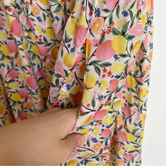 AQUA lemon print cotton smocked strapless midi dress XL - Picture 7 of 8